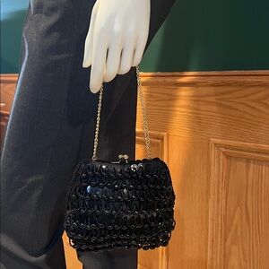 Vintage 1950’s La Regale Black Beaded Kiss-Lock Handbag